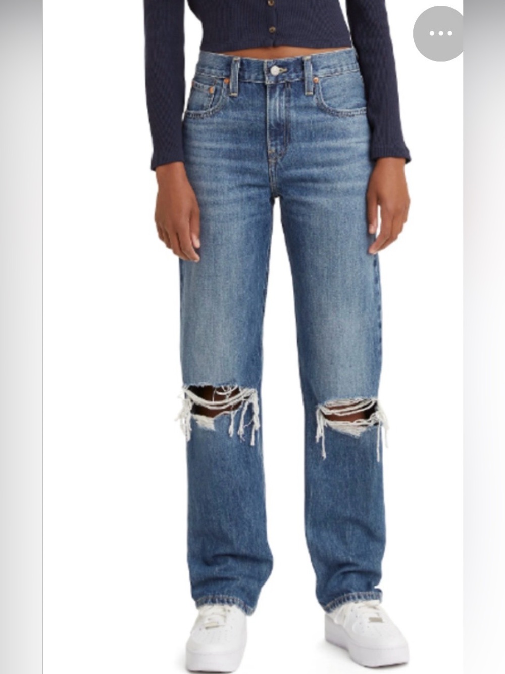 Levi's Blue Straight Leg Jeans with Vintage Distressing
